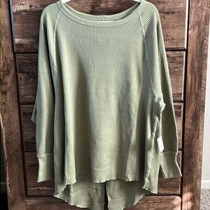 NWT Free People Waffle Knit Thermal Long Sleeve with Back Slit